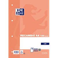 Oxford Recambio Hojas Lisas A4- 4 Taladros- 100 Hojas- 90gr